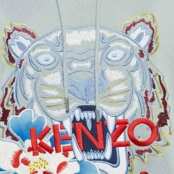 Kenzo Blue Tiger Embroidery Cotton Oversized Hoodie L