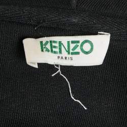 Kenzo Black Logo Print Cotton Zip-Up Jacket M