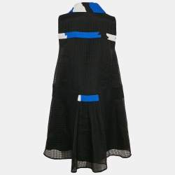 Kenzo Black Embroidered Tulle Sleeveless Mini Dress M