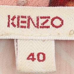 Kenzo Multicolor Knit Floral Print Long Sleeve Blouse M 