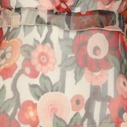 Kenzo Multicolor Knit Floral Print Long Sleeve Blouse M 