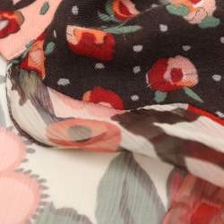 Kenzo Multicolor Knit Floral Print Long Sleeve Blouse M 