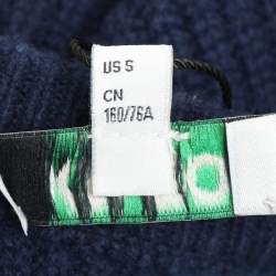 Kenzo Navy Blue Wool Knit Logo Embellished Sweater S
