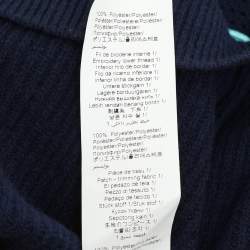 Kenzo Navy Blue Wool Knit Logo Embellished Sweater S