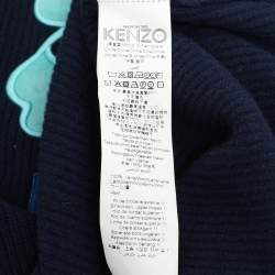 Kenzo Navy Blue Wool Knit Logo Embellished Sweater S