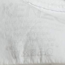 Kenzo White Logo Embroidered Cotton Crew Neck Sweatshirt S