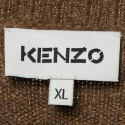 Kenzo Brown Pattern Knit Crewneck Sweater Dress XL