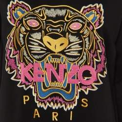 Kenzo Black Tiger Embroidered Cotton Sweatshirt Dress L