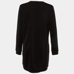 Kenzo Black Tiger Embroidered Cotton Sweatshirt Dress L