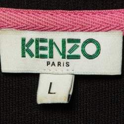 Kenzo Black Tiger Embroidered Cotton Sweatshirt Dress L