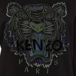 Kenzo Black Tiger Embroidered Cotton Crew Neck Sweatshirt S
