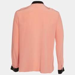 Kenzo Pink Silk Contrast Paneled Button Front Shirt M
