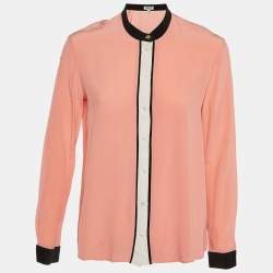Kenzo Pink Silk Contrast Paneled Button Front Shirt M