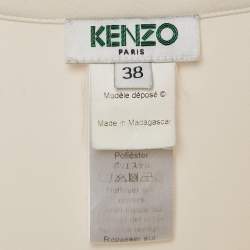 Kenzo Off-White Satin Pleated Button Front Blouse M