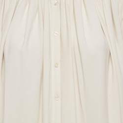 Kenzo Off-White Satin Pleated Button Front Blouse M