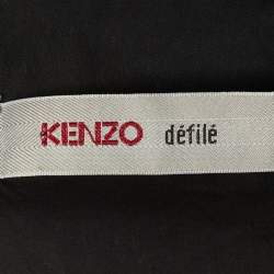Kenzo Defile Black Cotton Ribbon Detail Button Up Shirt L