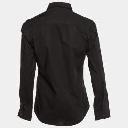 Kenzo Defile Black Cotton Ribbon Detail Button Up Shirt L