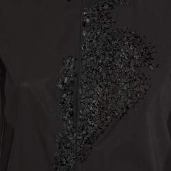Kenzo Defile Black Cotton Ribbon Detail Button Up Shirt L