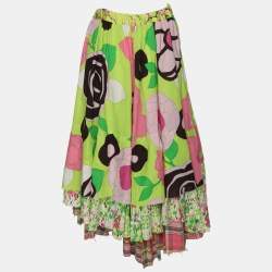 Kenzo Multicolor Cotton Multi Tier Maxi Skirt S