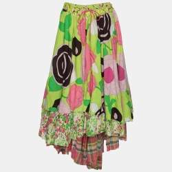 Kenzo Multicolor Cotton Multi Tier Maxi Skirt S