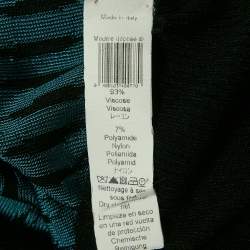 Pre Owned Kenzo Black & Teal Patterned Knit Cowl Neck Sweater XL