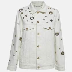 Kenzo White Grommet Cut-Out Denim Jacket L