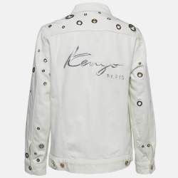 Kenzo White Grommet Cut-Out Denim Jacket L