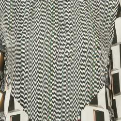 Pre Owned Kenzo Black/White Printed Silk Shirt Dress M
