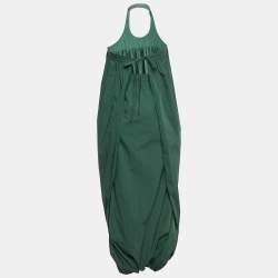 Kenzo Green Cotton Halter Neck Harem Wrap Jumpsuit L