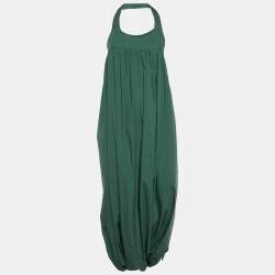Kenzo Green Cotton Halter Neck Harem Wrap Jumpsuit L