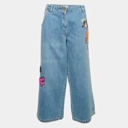 Kenzo Blue Applique Detail Denim Wide-Leg Jean L Waist 34"