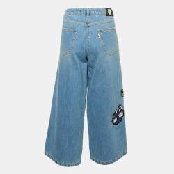 Kenzo Blue Applique Detail Denim Wide-Leg Jean L Waist 34"