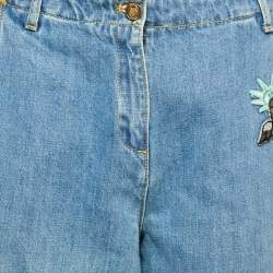 Kenzo Blue Applique Detail Denim Wide-Leg Jean L Waist 34"