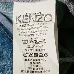 Kenzo Blue Applique Detail Denim Wide-Leg Jean L Waist 34"