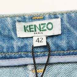 Kenzo Blue Applique Detail Denim Wide-Leg Jean L Waist 34"