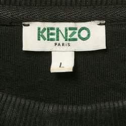 Kenzo Black Over All Print Cotton Crewneck Sweatshirt L