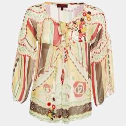 Kenzo Multicolor Floral Print Silk Chiffon Top S