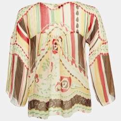 Kenzo Multicolor Floral Print Silk Chiffon Top S