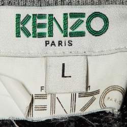 Kenzo Grey Metallic Print Cotton Jogger Pants L 