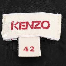 Pre Owned Kenzo Red/Black Floral Print Silk Dress L