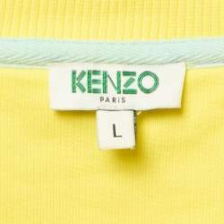 Kenzo Yellow Tiger Embroidered Cotton Crew Neck Sweatshirt L