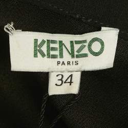 Pre Owned Kenzo Black Satin High Neck Mini Dress S