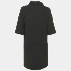 Pre Owned Kenzo Black Satin High Neck Mini Dress S