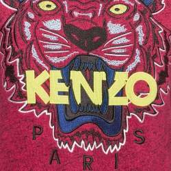 Pre Owned Kenzo Pink Tiger Embroidered Cotton Long Sleeve Sweatshirt S 