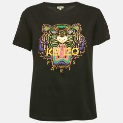 Kenzo Black Tiger Foil Print Cotton Short Sleeve T-Shirt L