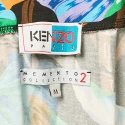 Pre Owned Kenzo Multicolor Bamboo Tiger Print Cotton Wrap Top M