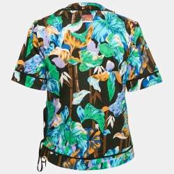 Pre Owned Kenzo Multicolor Bamboo Tiger Print Cotton Wrap Top M