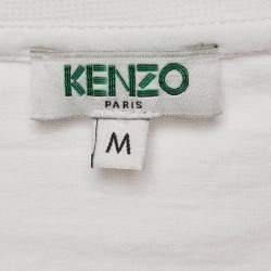 Kenzo White Logo Embroidered Cotton Half Sleeve T-Shirt M