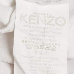 Kenzo White Logo Embroidered Cotton Half Sleeve T-Shirt M