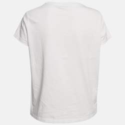 Kenzo White Logo Embroidered Cotton Half Sleeve T-Shirt M